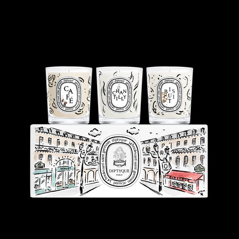 CAFÉ (COFFEE), CHANTILLY, BISCUIT - SET OF 3 SMALL CANDLES LIMITED EDITION